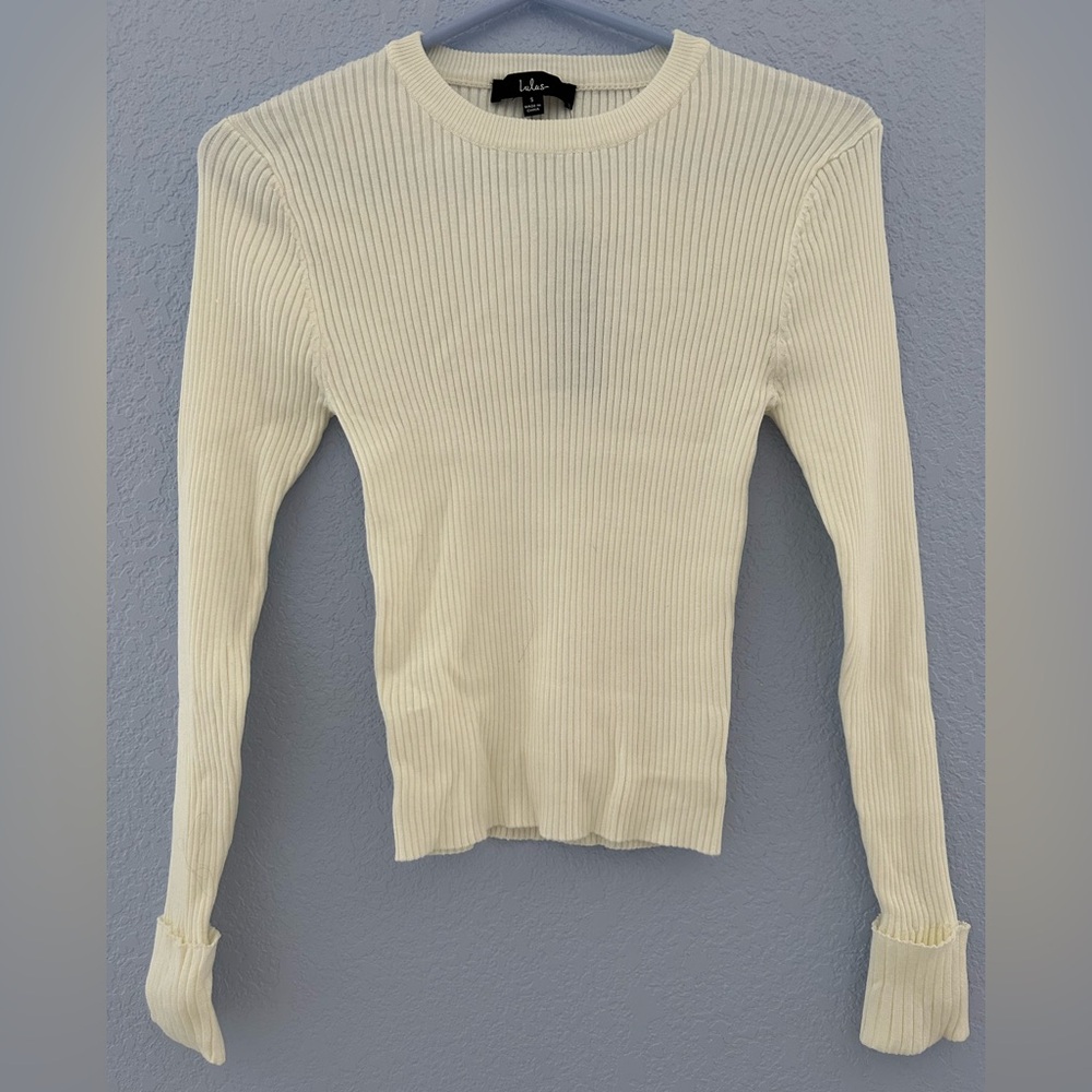 NWT Lulu's Ivory Ribbed Knit Top